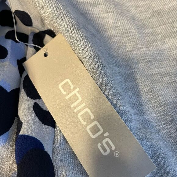 Chico’s Knit Button Front Leopard Print Cardigan Sweater Gray Large NWT - Picture 9 of 11